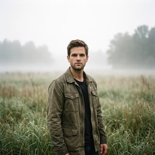 35mm Misty Field Portrait